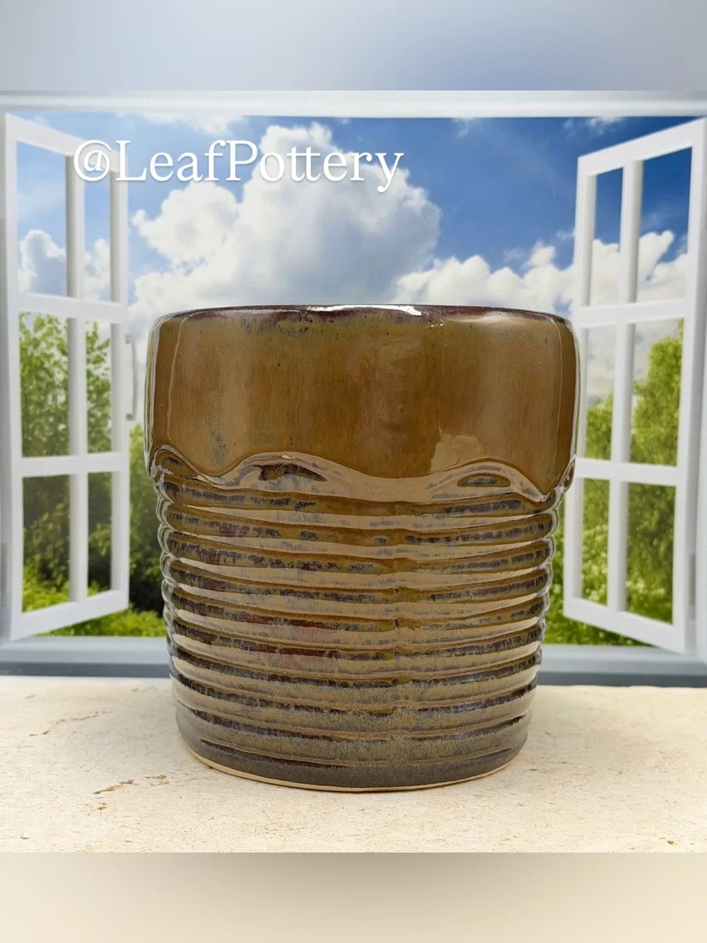 Handmade Ceramic Planter Oval Pot with Drainage Hole